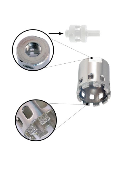 Carota diamantata, vacuum brazed, pentru placi ceramice, sticla, piatra, teracota, M14, 51 mm, Dedra