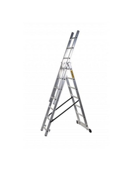 Scara aluminiu, 3 tronsoane, 7 trepte, max 150 kg, 4.23 m, Drabest Pro