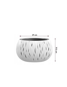 Ghiveci decorativ de flori, rotund, alb, 29x19.5 cm,... 2