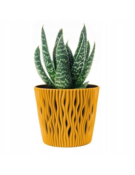 Ghiveci decorativ de flori, rotund, mustar, 22.5x19.2 cm, Sandy Round