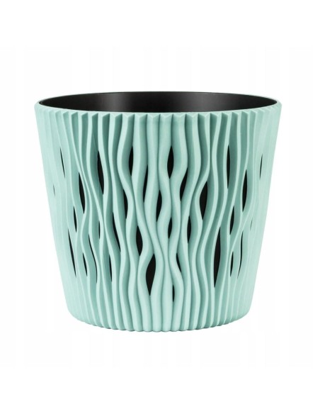 Ghiveci decorativ de flori, rotund, verde, 7.9 L, 26.2x22.2 cm, Sandy Round