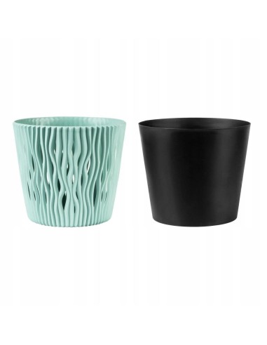 Ghiveci decorativ de flori, rotund, verde, 7.9...