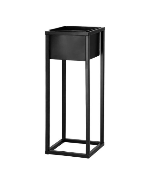 Suport pentru ghivece de flori, patrat, metalic, negru mat, 21x21x60 cm, Springos