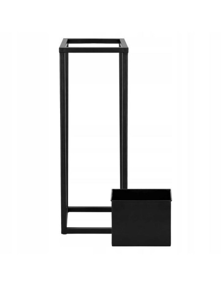 Suport pentru ghivece de flori, patrat, metalic, negru mat, 21x21x60 cm, Springos