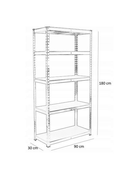 Rafturi depozitare, metalice, 5 polite, set 2 buc, 175 kg, 90x30x180 cm