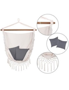 Hamac tip scaun, cu 2 perne, alb, max 150 kg, 130x100 cm,... 2