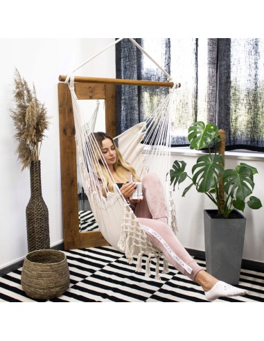 Hamac tip scaun, cu 2 perne, alb, max 150 kg,...