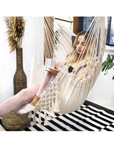 Hamac tip scaun, cu 2 perne, alb, max 150 kg,...