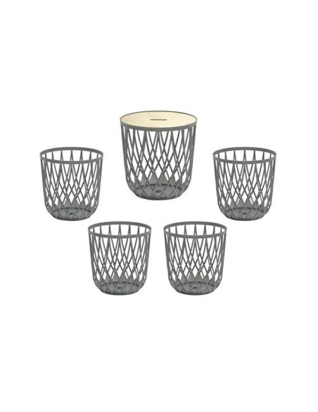 Set mobilier multifunctional, tip cosuri, plastic, gri, 1 masa si 4 scaune, max 100 kg, Uniqubo