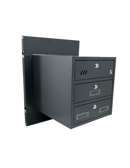 Cutie postala, multifamilie, cu cadru/rama, antracit, 3 module, 40x36x52 cm, Damech