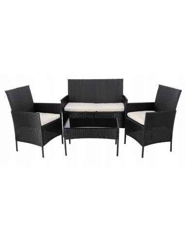 Set mobilier gradina/terasa, poliratan, negru...