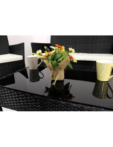 Set mobilier gradina/terasa, poliratan, negru...