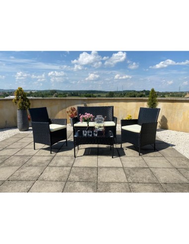 Set mobilier gradina/terasa, poliratan, negru...