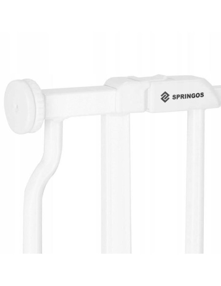 Poarta, grilaj, de siguranta, protectie copii, inchidere automata, cu extensie 9 cm, metalica, alb, 74/82x72 cm, Springos