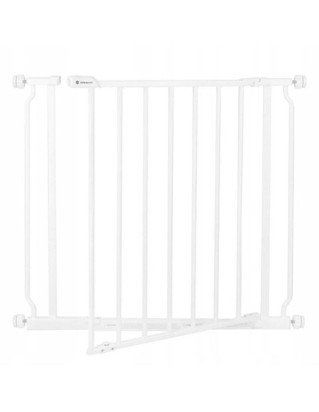 Poarta, grilaj, de siguranta, protectie copii, inchidere automata, cu extensie 9+18 cm, metalica, alb, 74/82x72 cm, Springos