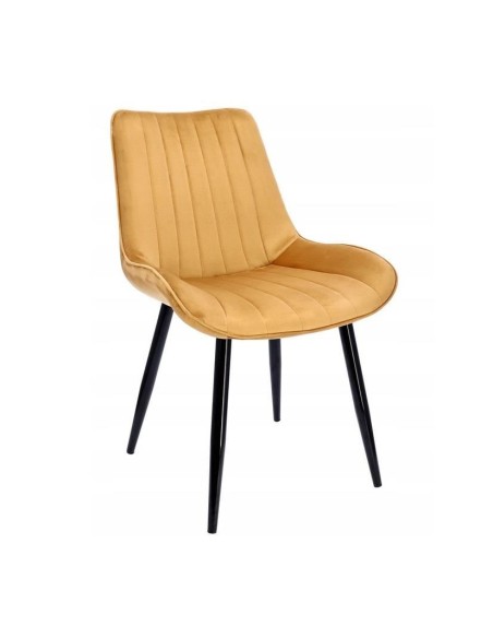 Scaun bucatarie/living, catifea, metal, galben mustar, 54x61x83 cm, Viva