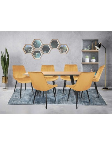 Scaun bucatarie/living, catifea, metal, galben...