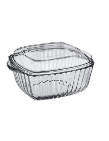 Vas termorezistent patrat, cu capac sticla 2.6...