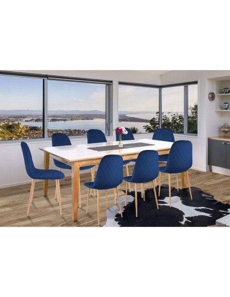 Scaun bucatarie/living, catifea, model cusatura pe spate, albastru inchis, max 100 kg, 44x52x85 cm, Vigo