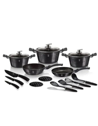 Set oale, cratite si tigai marmorate, 17 piese,...