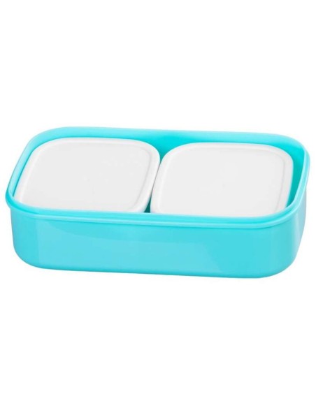 Cutie, caserola alimente, plastic, etansa, albastru, 2 compartimente, cu lingura/furculita, 1 L, 20.8x13.5x12.4 cm, MagicHome