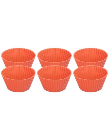 Forma coacere pentru briose, silicon, rosu, set 6 buc, 6.5x6.5x3 cm, MagicHome