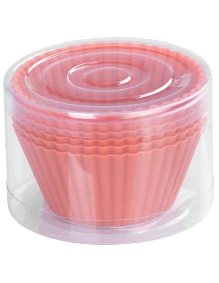 Forma coacere pentru briose, silicon, rosu, set 6 buc, 6.5x6.5x3 cm, MagicHome