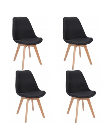 Scaune bucatarie/living, stofa, lemn, negru,...