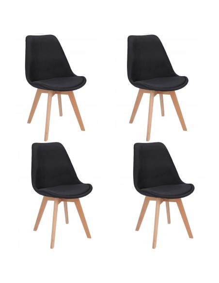 Scaune bucatarie/living, stofa, lemn, negru, set 4 buc, 49x55x82 cm, Alta