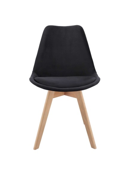 Scaune bucatarie/living, stofa, lemn, negru, set 4 buc, 49x55x82 cm, Alta