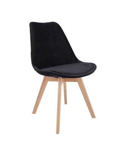 Scaune bucatarie/living, stofa, lemn, negru,...