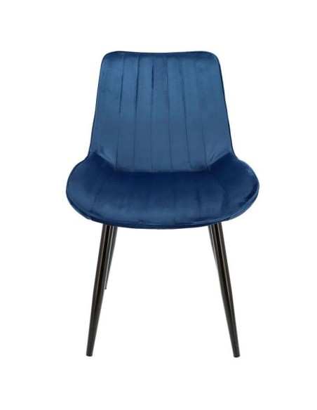 Scaune bucatarie/living, catifea, metal, albastru, set 4 buc, 54x61x83 cm, Viva
