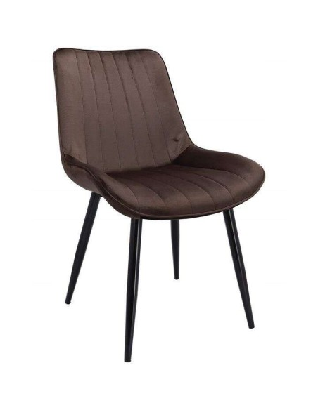 Scaune bucatarie/living, catifea, metal, maro, set 4 buc, 54x61x83 cm, Viva