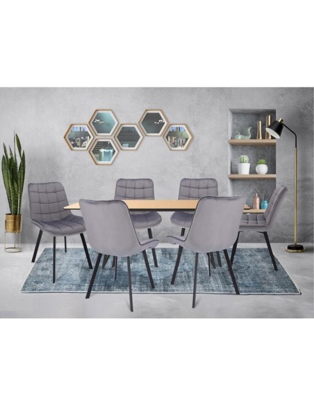 Scaun bucatarie/living, Jumi, Adoro, catifea, metal, gri, 52x62x85 cm