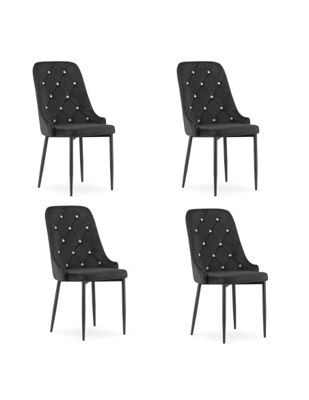 Set 4 scaune bucatarie/living, Artool, Amore, catifea, metal, negru, 48x56x93 cm