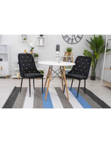 Set 4 scaune bucatarie/living, Artool, Amore, catifea, metal, negru, 48x56x93 cm
