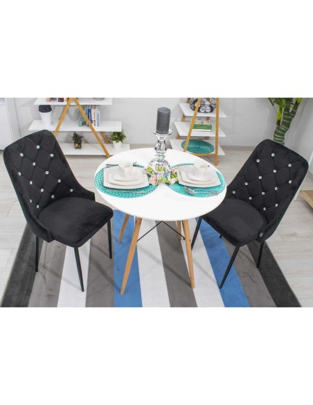 Set 4 scaune bucatarie/living, Artool, Amore, catifea, metal, negru, 48x56x93 cm