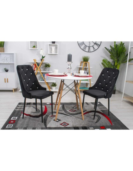 Set 4 scaune bucatarie/living, Artool, Amore, catifea, metal, negru, 48x56x93 cm