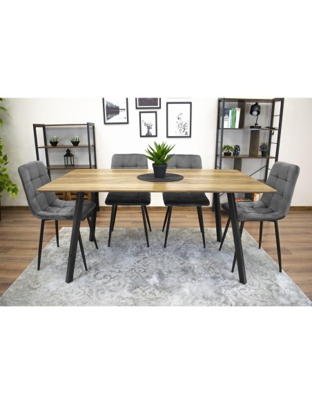 Set 4 scaune bucatarie/living, Artool, Kara, catifea, metal, gri si negru, 44.5x50.5x87 cm