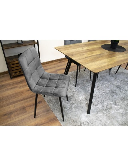 Set 4 scaune bucatarie/living, Artool, Kara, catifea, metal, gri si negru, 44.5x50.5x87 cm