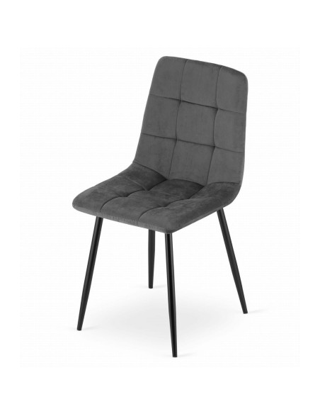Set 4 scaune bucatarie/living, Artool, Kara, catifea, metal, gri si negru, 44.5x50.5x87 cm