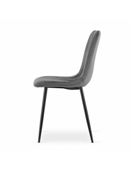 Set 4 scaune bucatarie/living, Artool, Lava, catifea, metal, gri si negru, 43x51x90 cm