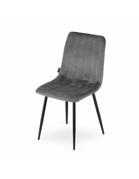 Set 4 scaune bucatarie/living, Artool, Lava, catifea, metal, gri si negru, 43x51x90 cm