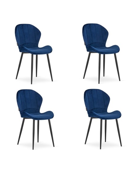 Set 4 scaune bucatarie/living, Artool, Terni, catifea, metal, bleumarin, 50x62x86 cm