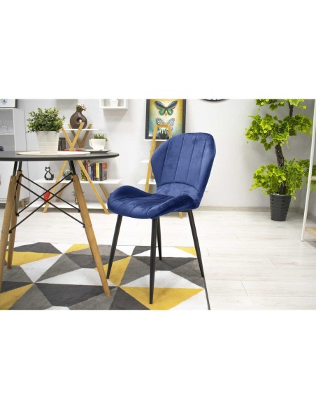 Set 4 scaune bucatarie/living, Artool, Terni, catifea, metal, bleumarin, 50x62x86 cm