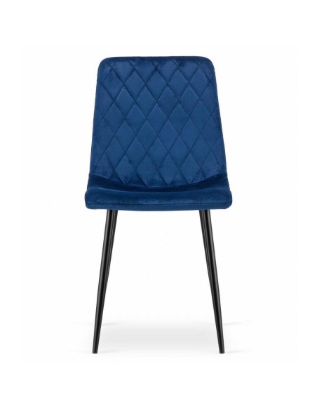 Set 4 scaune bucatarie/living, Artool, Turin, catifea, metal, bleumarin si negru, 44.5x53x88.5 cm