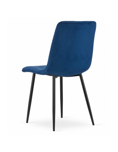 Set 4 scaune bucatarie/living, Artool, Turin, catifea, metal, bleumarin si negru, 44.5x53x88.5 cm