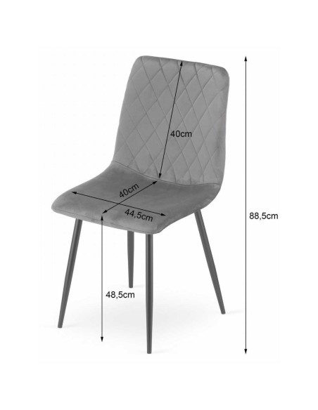 Set 4 scaune bucatarie/living, Artool, Turin, catifea, metal, bleumarin si negru, 44.5x53x88.5 cm