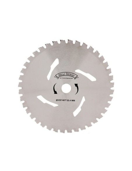 Disc circular vidia pentru motocoasa/trimmer, Micul Fermier, taiere arbusti, 255x25.4 mm, 40 dinti