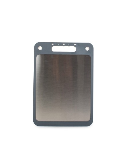 Tocator plastic cu suprafata antibacteriana din otel, Verk Group, gri, fata dubla, cu maner, 35x25 cm